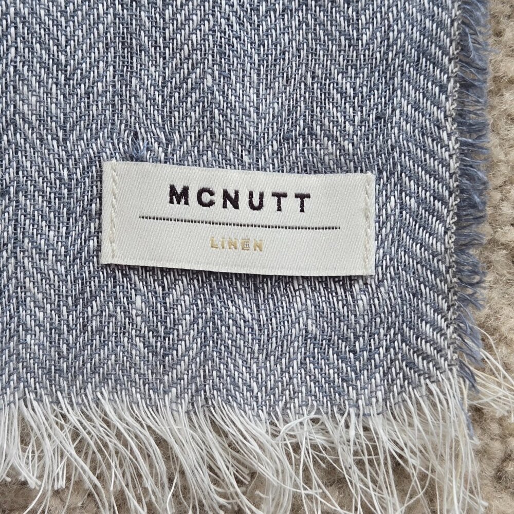 NWOT McNutt Linen Herringbone Scarf Grey Blue - Picture 10 of 10